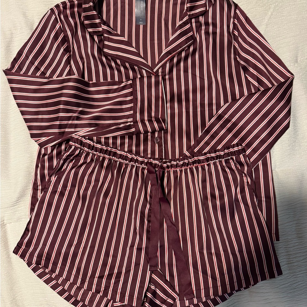 Auden Burgundy and White Striped Loungewear